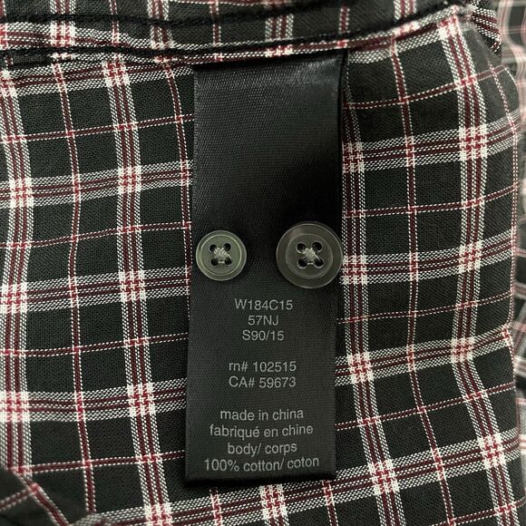 John Varvatos Men's Large Black & Red Check Long Sleeve Button-Front Shirt - Picture 8 of 8